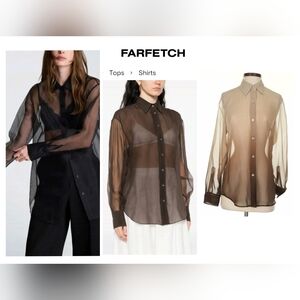 Anne Klein Sheer Button- Blouse in Ombre